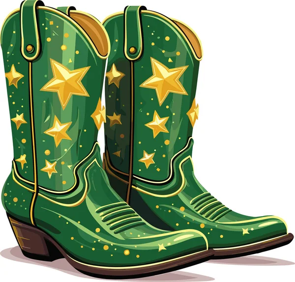 Cartoon Vector Illustration Cowboy Green Boots Retro Style Icon Isolated — Stock Vector