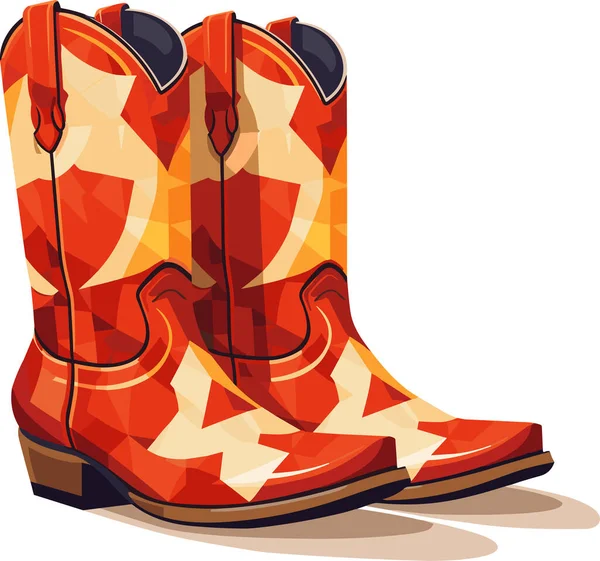 Tecknad Vektor Illustration Cowboy Rosa Stövlar Retrostil Ikonen Isolerad Neutral — Stock vektor