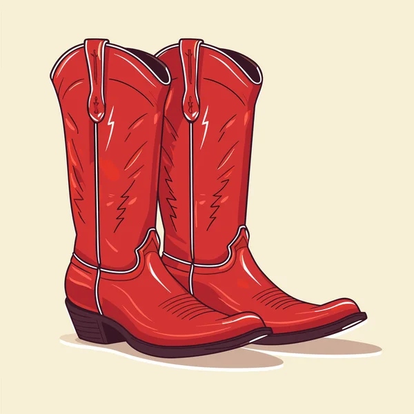 Cartoon Vector Illustration Cowboy Pink Boots Retro Style Icon Isolated — Stock Vector
