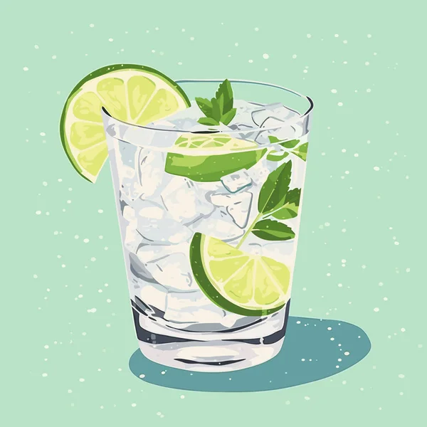 Cocktail Classique Gin Alcoolisé Tonique Verre Boisson Rafraîchissante Avec Orange — Image vectorielle