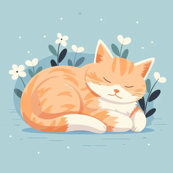 Niedliche Schlafende Katze Vektor Illustration Kann Als Mode Print Für — Stockvektor