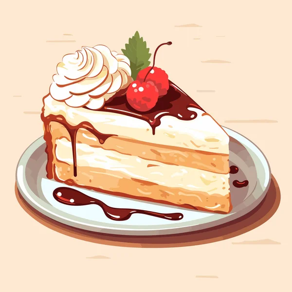 Saboreie Paz Deliciosa Bolo Aniversário Doce Padaria Torta Deliciosa Isolada — Vetor de Stock