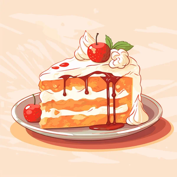 美味的和平的比斯日蛋糕 甜甜的面包店好吃的派卡通风格的孤立矢量插图 — 图库矢量图片