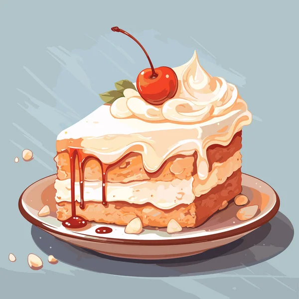 케이크의 맛있는 맛있는 달콤한 베이커리 스타일의 일러스트레이션 — 스톡 벡터