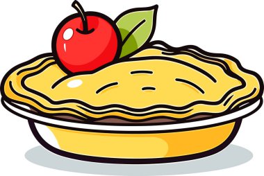 Apple Pie Geleneksel Amerikan Elmalı Turta Vektör Resimleri Beyaz Arkaplanda.