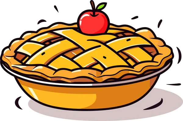 Apple Pie Tradizionale Americano Apple Pie Vector Illustrazione Sfondo Bianco — Vettoriale Stock