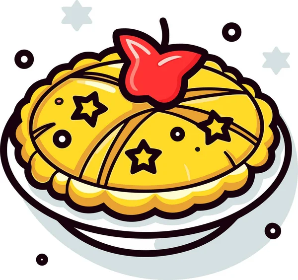 Tarta Manzana Tradicional Estadounidense Apple Pie Vector Ilustración Sobre Fondo — Vector de stock