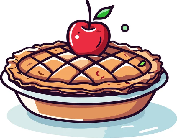 Apple Pie Tradizionale Americano Apple Pie Vector Illustrazione Sfondo Bianco — Vettoriale Stock