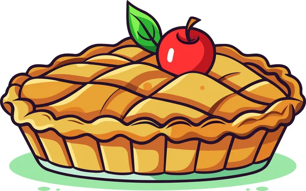 Вектор Традиционного Американского Яблочного Пирога Белом Фоне — стоковый вектор