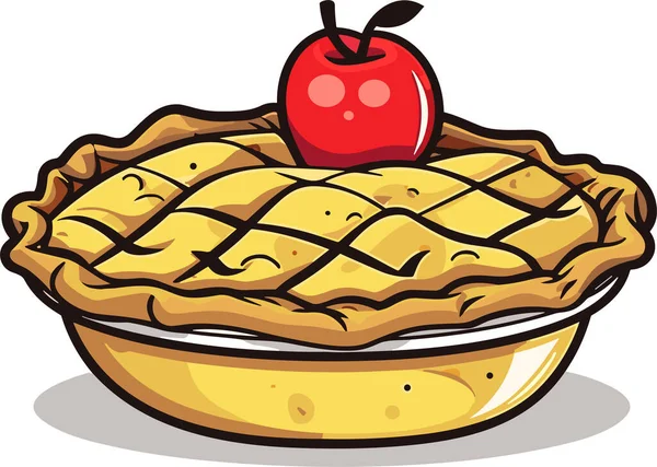 Apple Pie Hagyományos Amerikai Almás Pite Vektor Illusztráció Fehér Háttér — Stock Vector