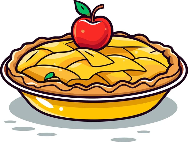 Apple Pie Tradycyjne American Apple Pie Vector Ilustracja Białym Tle — Wektor stockowy