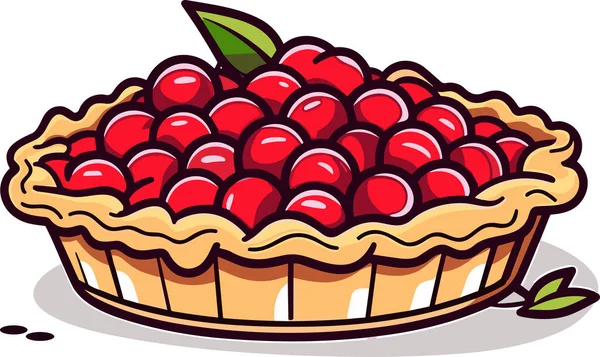 Cherry Pie Vector Illustration Auf Weißem Hintergrund — Stockvektor