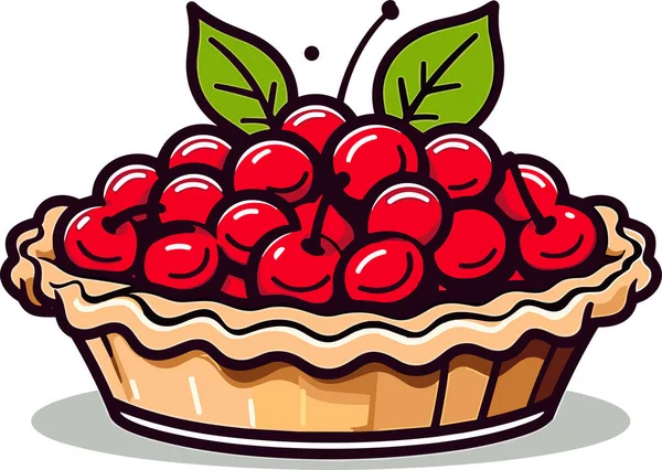 Cherry Pie Διανυσματική Απεικόνιση Λευκό Φόντο — Διανυσματικό Αρχείο
