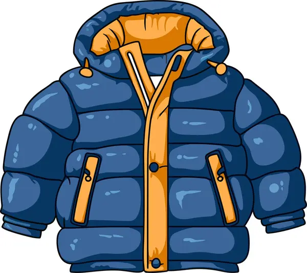 Синяя Зимняя Куртка Капюшоном Белом Фоне — стоковый вектор