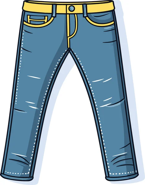 Single Cartoon Vector Illustration Pantaloni Jeans Blue Denim Vista Frontale — Vettoriale Stock