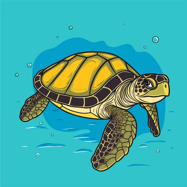 Θαλάσσια Χελώνα Turquoise Oceanlife Εικονογράφηση Διάνυσμα Κινουμένων Σχεδίων — Διανυσματικό Αρχείο