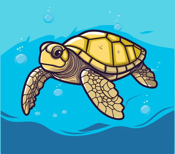 Tortuga Marina Turquesa Oceanlife Dibujos Animados Vector Ilustración — Archivo Imágenes Vectoriales