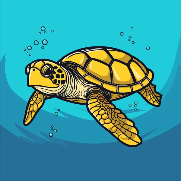Tortue Mer Turquoise Oceanlife Illustration Vectorielle Bande Dessinée — Image vectorielle