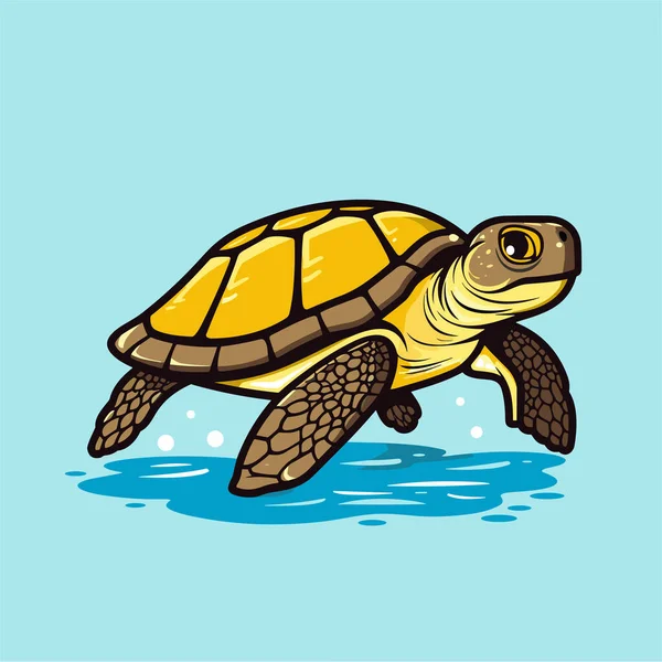 海龟绿松石海洋生命漫画病媒图解 — 图库矢量图片