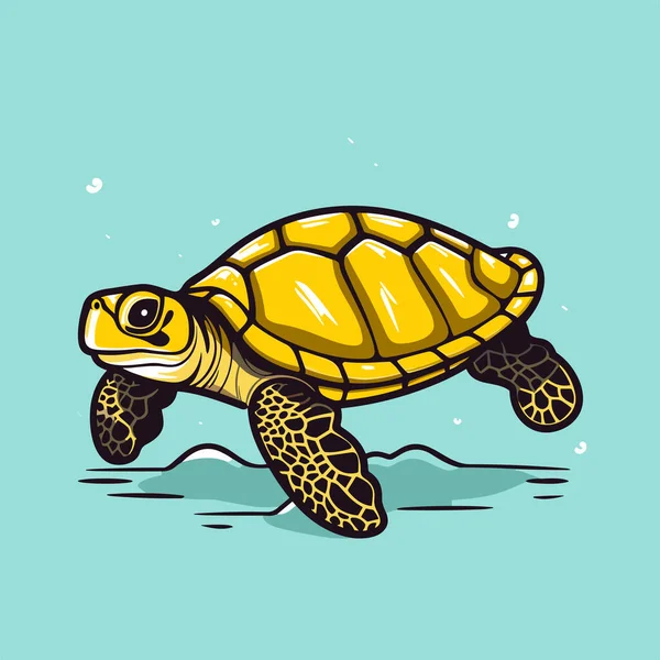 Sea Turtle Turquoise Oceanlife Cartoon Vector Illustration — Stock Vector