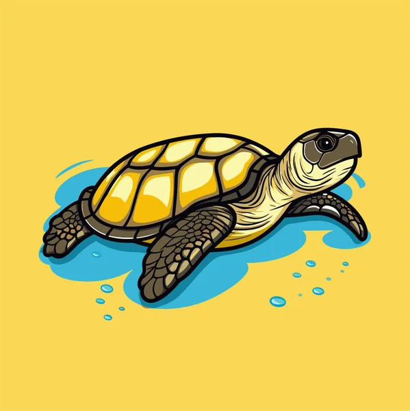 Meeresschildkröte Türkis Oceanlife Cartoon Vector Illustration — Stockvektor