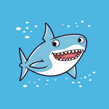 Beyaz köpekbalığı sualtı vektör karikatür çizimi