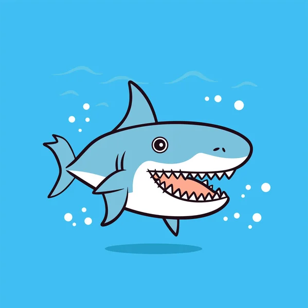 Beyaz Köpekbalığı Sualtı Vektör Karikatür Çizimi — Stok Vektör