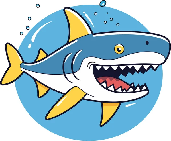 Witte Haai Vis Onderwater Vector Cartoon Illustratie — Stockvector