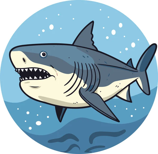 Kaplan Köpekbalığı Balığı Sualtı Vektör Karikatür Çizimi — Stok Vektör