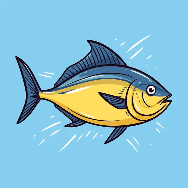 Atum Bonito Peixe Subaquático Cartoon Vetor Ilustração —  Vetores de Stock