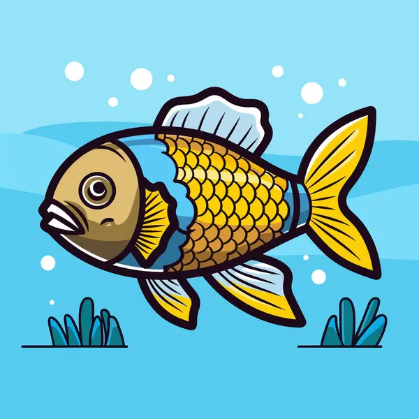 Cartoon Fish Underwater Vector Illustration — Stockový vektor