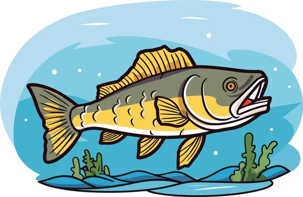 Desenhos Animados Peixe Ilustração Vetor Subaquático —  Vetores de Stock