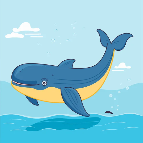 Whale as Sea Animal Floating Underwater Vector Illustration