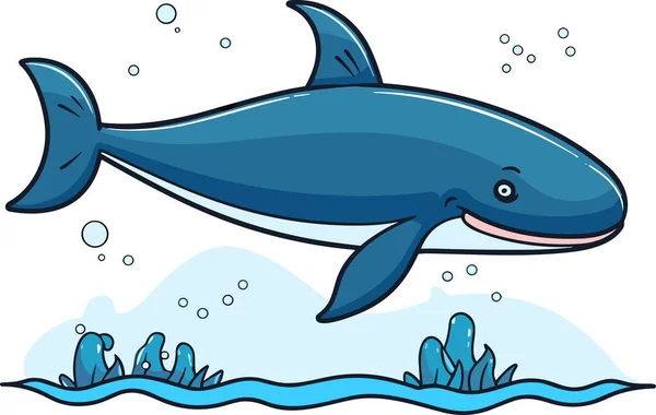 鲸作为海洋动物漂浮在水下的媒介图解 — 图库矢量图片