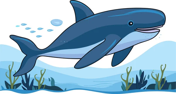 Whale as Sea Animal Floating Underwater Vector Illustration