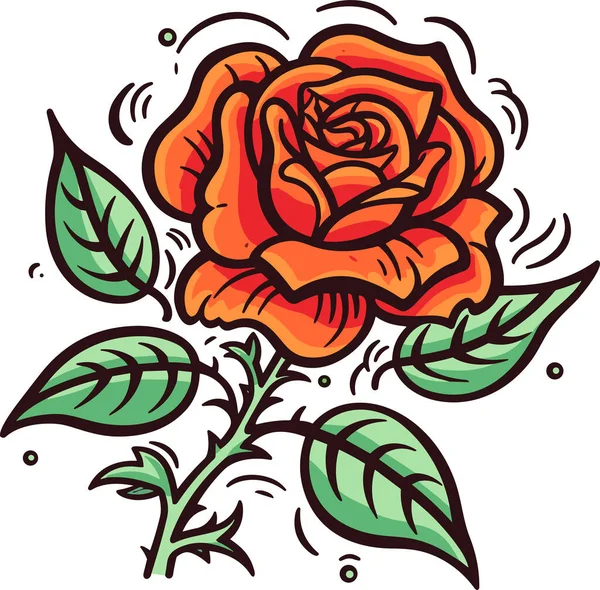 Стара Школа Татуювання Кольорова Ікона Символом Троянди Ізольовані Векторні Ілюстрації — стоковий вектор