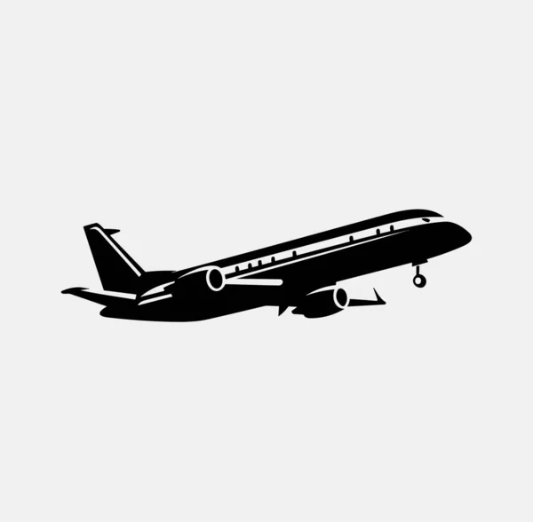 Силуэт Самолета Белом Фоне Векторная Иллюстрация — стоковый вектор