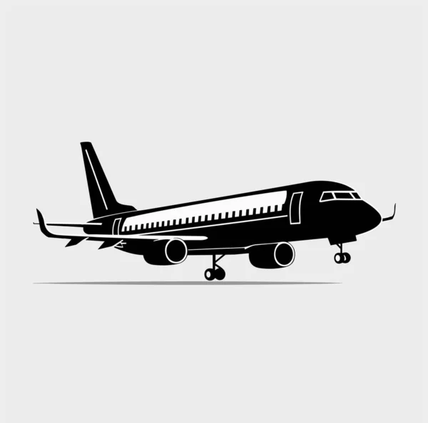 Силуэт Самолета Белом Фоне Векторная Иллюстрация — стоковый вектор