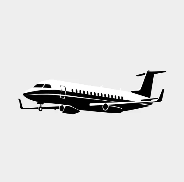 Flugzeug Silhouette Auf Weißem Hintergrund Vektorillustration — Stockvektor