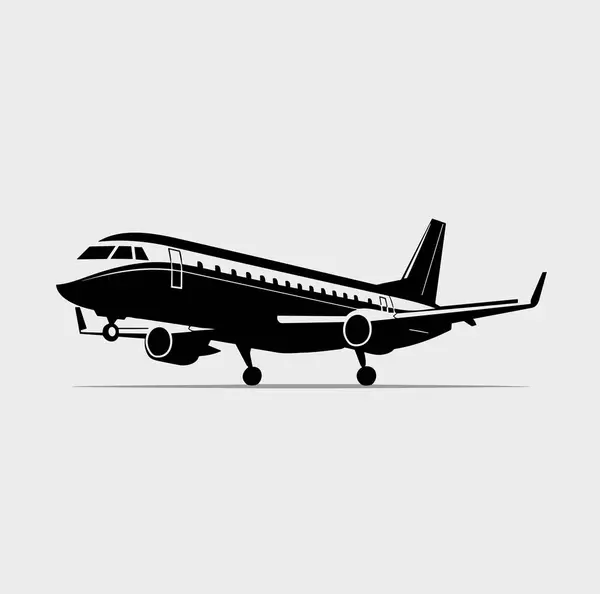 Flygplanssiluett Vit Bakgrund Vektor Illustration — Stock vektor