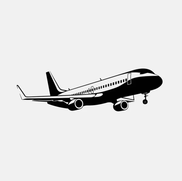 Repülőgép Sziluett Fehér Háttér Vektor Illusztráció — Stock Vector