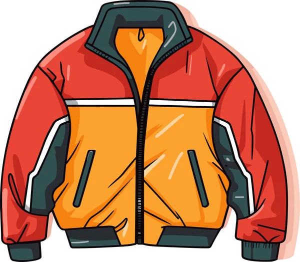 Fashion 90S Retro Pakaian Olahraga Jaket Gaya Pakaian Datar Ilustrasi - Stok Vektor