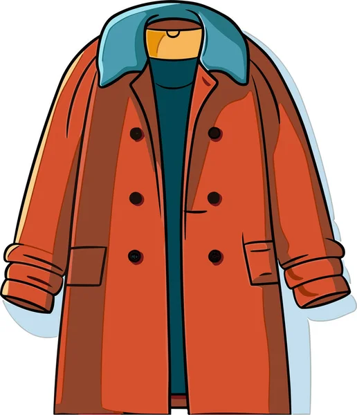 Fashion 90S Retro Wear Raincoat Butttons Vector Cartoon Single Illustration — Stock Vector