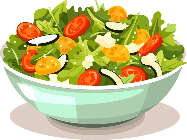 Salada Legumes Frescos Tigela Cerâmica Comida Fresca Saudável Nutrição Vegetariana — Vetor de Stock
