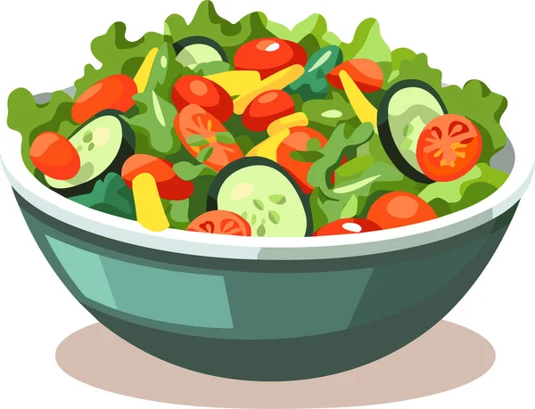 Insalata Verdure Fresche Ciotola Ceramica Cibo Fresco Sano Alimentazione Vegetariana — Vettoriale Stock