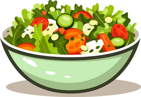 Salade Légumes Frais Dans Bol Céramique Aliments Frais Sains Nutrition — Image vectorielle