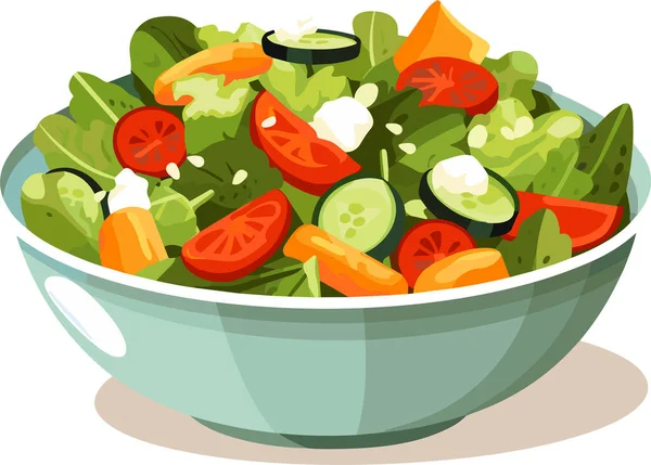 Salada Legumes Frescos Tigela Cerâmica Comida Fresca Saudável Nutrição Vegetariana — Vetor de Stock