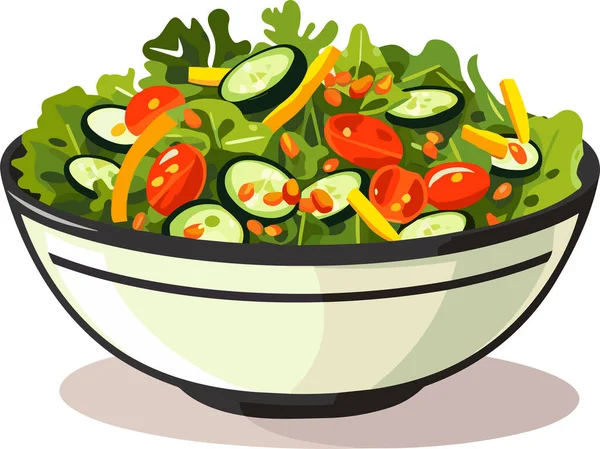 Fresh Vegetable Salad Ceramic Bowl Fresh Healthy Food Vegetarian Nutrition — Stock Vector
