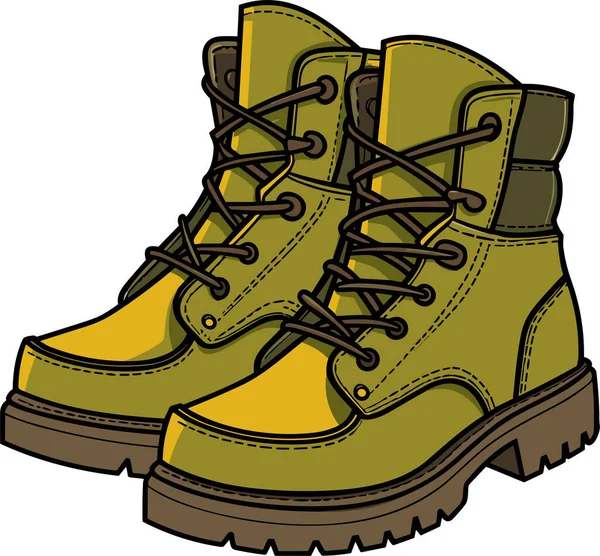 Καρτούν Khaki Army Boots Υψηλή Στρατιωτική Υποδήματα Εικονογράφηση Διάνυσμα — Διανυσματικό Αρχείο
