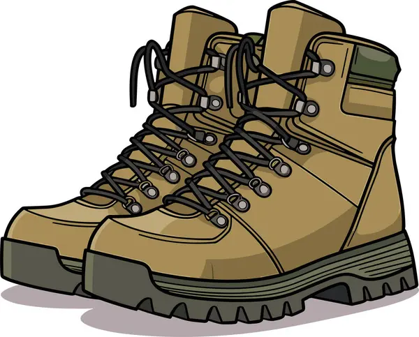 Cartoon Khaki Leger Laarzen Hoge Militaire Schoenen Vector Illustratie — Stockvector